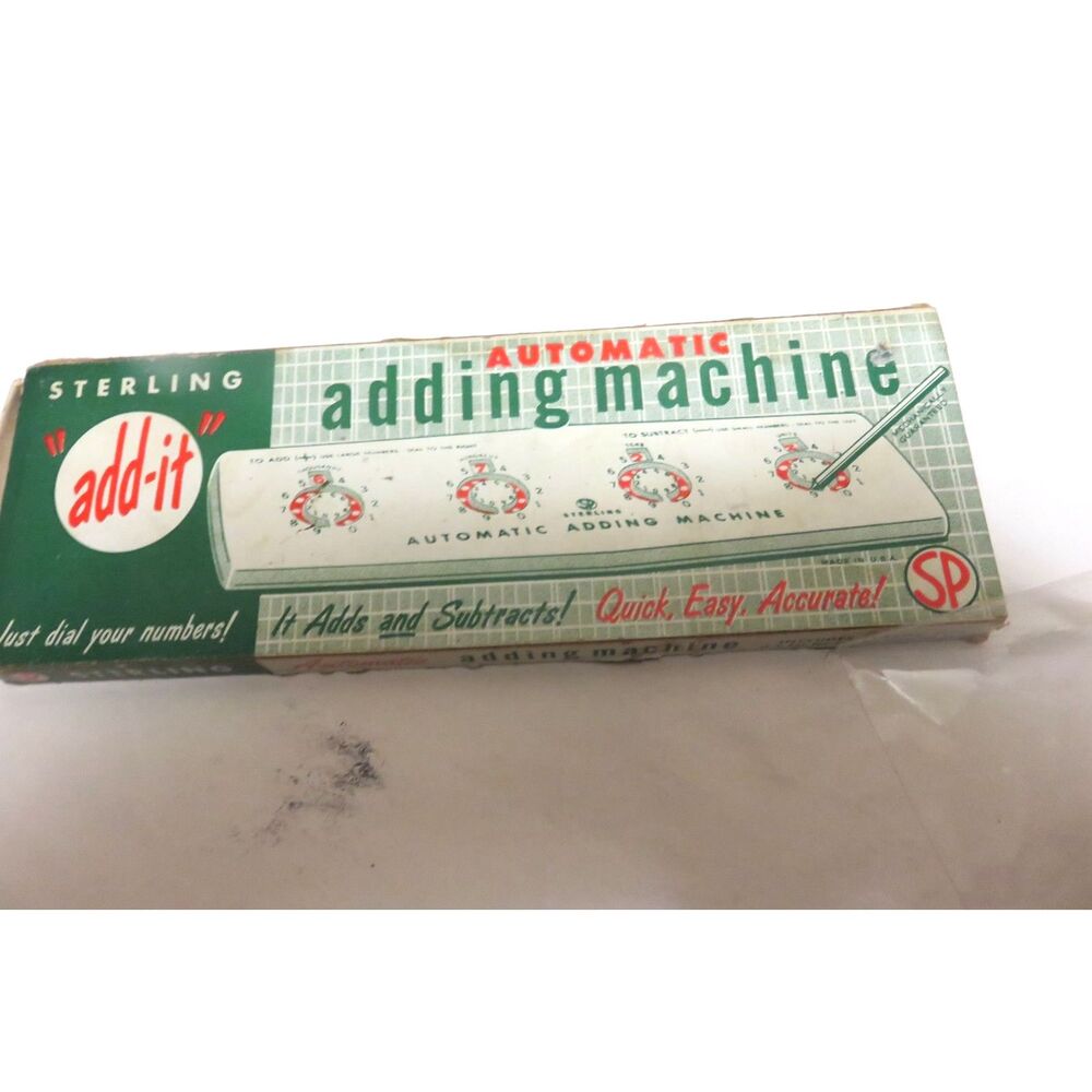 Sterling “Add-it” Automatic Adding Machine w/  Original Box Vintage 565